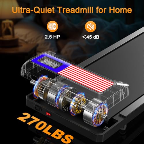 Image of HOELLL Treadmills for Home Small with 0%-8% Incline and APP Sync, Compact Under Desk Walking Treadmill Pad with Handle Bar Removable, Remote Control and LED Display, 2.5HP