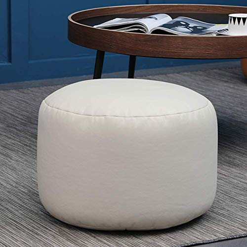 Puf otomano Plegable, cojín de puf de Piel sintética, cómodo reposapiés Redondo, puf Decorativo, Taburete de Tatami tapizado, marrón, 45 x 28 cm (Blanco, 45 x 28 cm (18 x 11