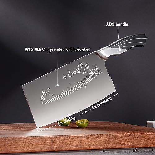 SHI BA ZI ZUO Coltello da cucina cinese da 7 pollici Coltello da verdura Coltello da chef professionale con manico in acciaio inossidabile con codolo completo - immagine 3