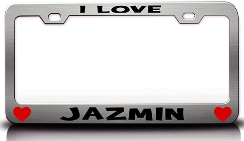 Amo Jazmin wCorazones Romántico Metal Coche SUV Camión Placa Marco Ch r47
