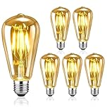 EYLM Edison Light Bulbs E27 Vintage Edison LED Light Bulbs 4W (Equivalent to 40W) 2700k Warm White, ST64 LED Bulbs Dimmable Led Filament Antique Style Retro Amber Glass Screw Lamp 6 Packs