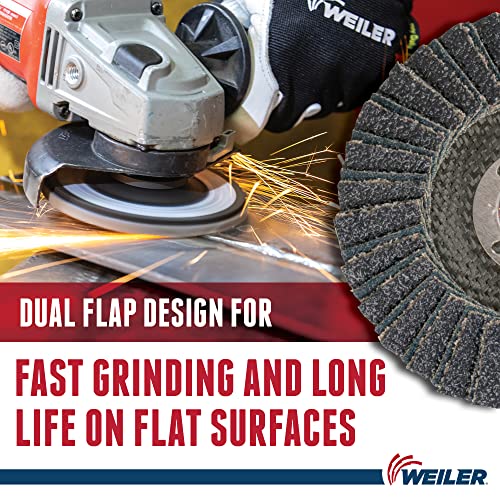 Image of Weiler 51200 Tiger X Flap Disc, Ceramic and Zirconia Alumina, Angled, Phenolic Backing, 36 Grit, 4-1 /2 inch, 7 /8 inch Arbor Hole (Pack of 10)