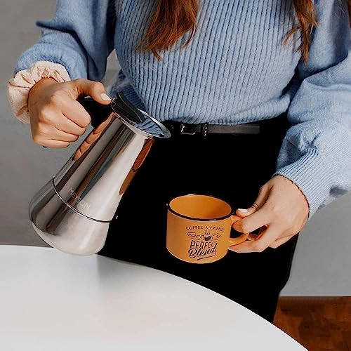 Meyson Cafetera Italiana en acero inoxidable 6 tazas (300 ml) Cafetera Italiana inducción para espresso. Compatible con gas, vitrocerámica e inducción. Uso doméstico y oficina. Cafetera Moka.