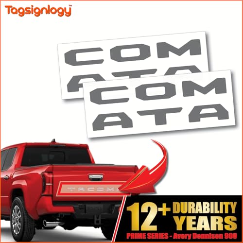Image of (2 Sets) Prime Series UV Weatherproof Vinyl Decals Precut Letter Inserts Compatible Fits Tacoma Tailgate 2024-2026 (Gloss Dark Gray)