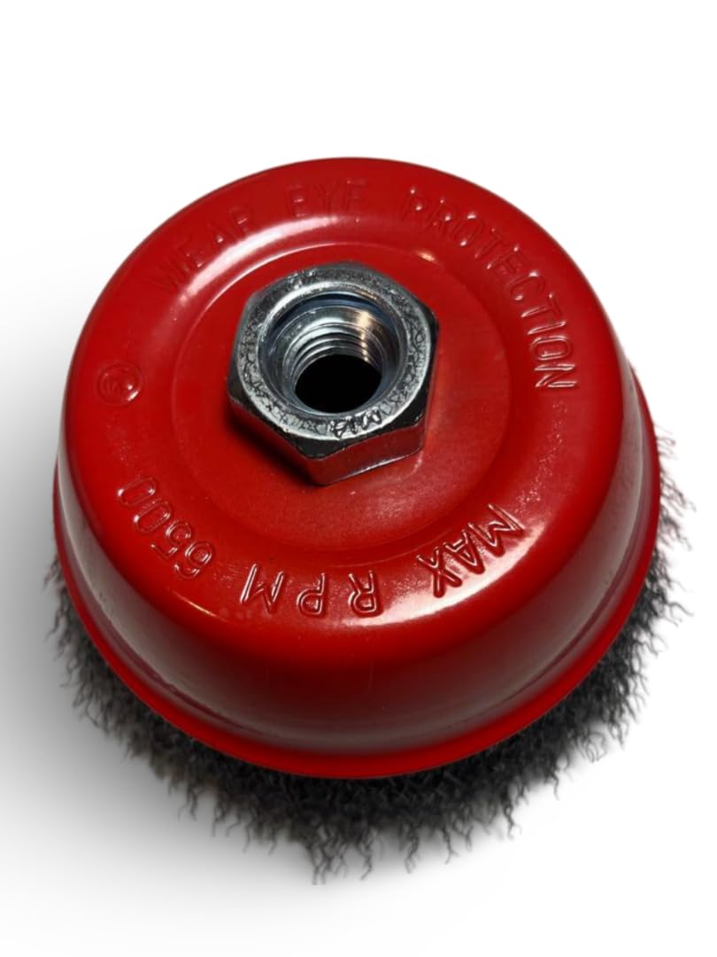 Spazzola per tazza in acciaio industriale da 125 mm con filettatura M14 per smerigliatrici, pulizia profonda e sbavatura in metallo con massima efficienza, ideale per la pulizia di ruggine, vernice,