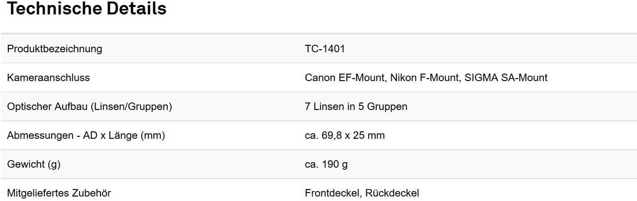 Product Deal Sigma 1.4x Teleconverter TC-1401 for Nikon
