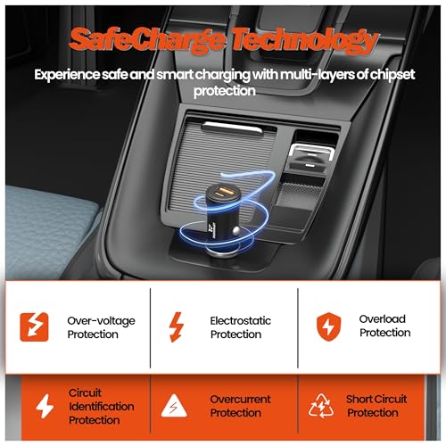 Image of Phonokart Creta 2 48W Car Charger, Dual USB Port (30W PD USB-C + 18W QC 3.0 USB-A), Fast Charging Adapter for Cars, SUVs & Trucks