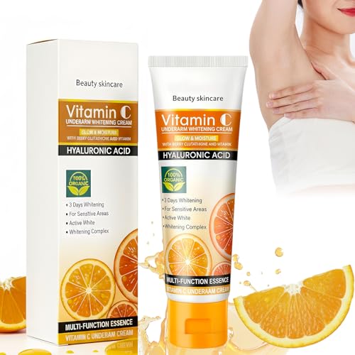 Crema Axilas, crema blanqueadora con vitamina C, Crema Aclarante de Axilas, Entreperna, Codos y Rodillas, Zonas Sensibles y Privadas, mujeres y hombres, 50g