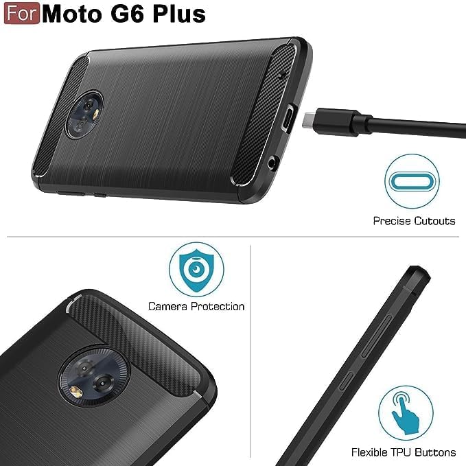 Image of Hybrid Carbon Fiber Back Case for Moto G6 Plus (Black)