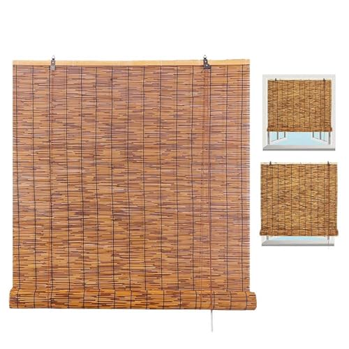 Estores Enrollable de Sombra De Bambú Protección de La Privacidad Decoración Exterior Personalizable Natural Persiana Enrollable Caña Persianas de Bambu con Elevador 80 90 100 130 140 160 170 cm