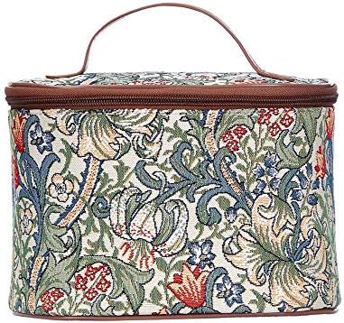 Signare Tapestry Toiletry Bag Makeup Vanity Bag for Women with Garden Flower and Creatures
