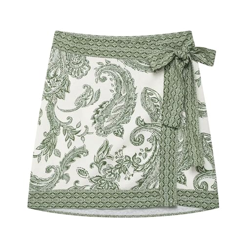 CHARTOU Women Summer Floral Wrap Mini Skirt Boho Tie Side High Waist Beach Short Skirts Vacation Outfits