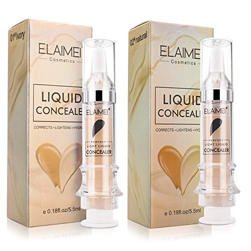 2PCS Light Liquid Concealer Foundation Cream, Long Lasting Waterproof Matte Liquid Foundation, Natural Moisturizing Highlighting Facial Blemish Concealer for Beautiful Girls