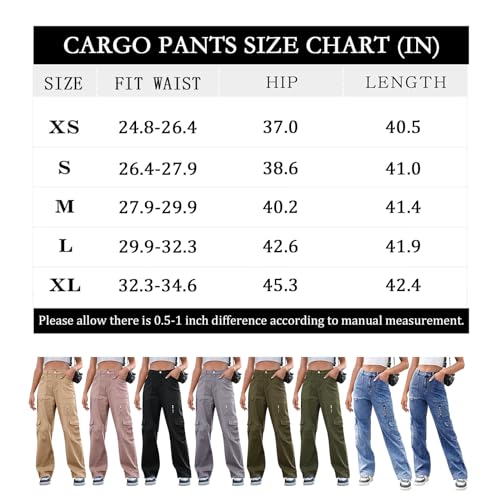 Ivir Grey Cargo Pants For Women Baggy Cargo Pants Mid Rise Drawstring Elastic Waist Outdoor Sport Hiking Pants Gray Small thumb #5