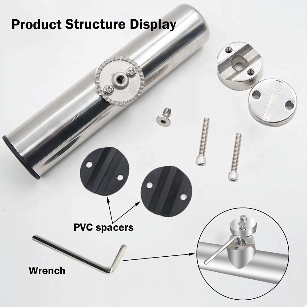 AMYSPORTS Soporte Cañas de Pescar Soporte Caña para Barco Inoxidable Soporte Caña Pescar para Rieles DE 3/4" a 1" de 19 mm a 25 mm