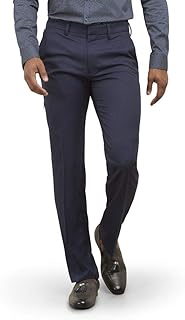 Kenneth Cole REACTION Men's 4-Way Stretch Solid Gab Slim Fit Flat Front Dress Pant