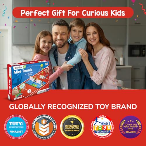 Image of Smartivity DIY Tabletop Tennis Game for Kids Age 6-12 Years | Build a 2-Player Mechanical Tennis Game with Scoreboard | STEM Engineering Toy | Indoor Family Game | Birthday Gift for Boys & Girls