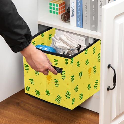 Cube de rangement en tissu jaune pour une maison sereine - 7