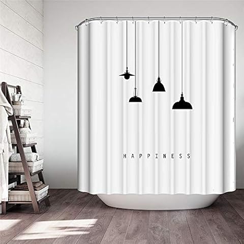 Chickwin Cortina de Ducha Baño Impermeable Antimoho 3D en Blanco y Negro Cover