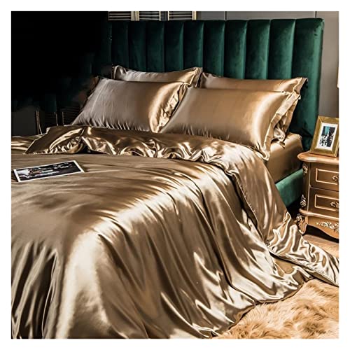 SYT MD Sabanas Juego de Ropa de Cama con sábanas Consejo de Ropa de Cama de satén de Seda de Morera (Color : 1, Size : 150x200cm 4 pcs Set)