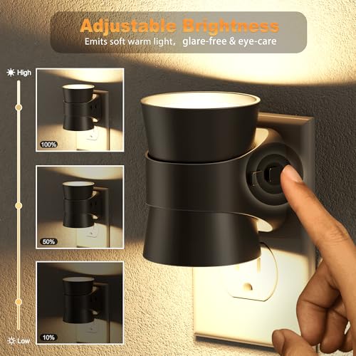 Image of JandCase Night Light, Night Lights Plug Into Wall with 3 Color, Dimmable | 2 Pack Dusk to Dawn Sensor Dimmable Nightlight, 3CCT (3000K /4000K /5000K) Adjustable LED Night Light for Bathroom Hallway