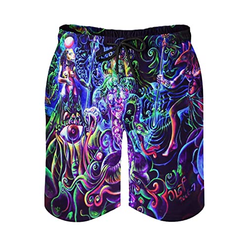 Yaxinduobao Short de bain psychédélique psychédélique pour homme à séchage rapide, Couleur 1, L