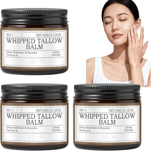 Crema de Sebo de Res para el Cuidado Facial, Crema Facial de Sebo Batido, Antiedad para Rostro, Cuerpo y Piel Sensible, Suave y Suave, 60 g