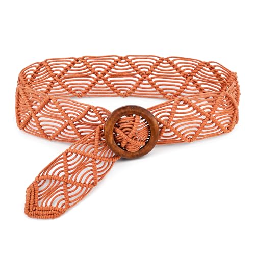 Boho Belts for Women, Tan Braided Woven Belt, Brown Bohemian Waist Belt for Dress