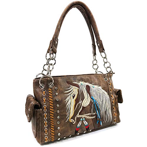 Zelris Dakota Dales Pony Horse Embroidery Mane Western Country Women Conceal Carry CCW Shoulder Handbag Purse2