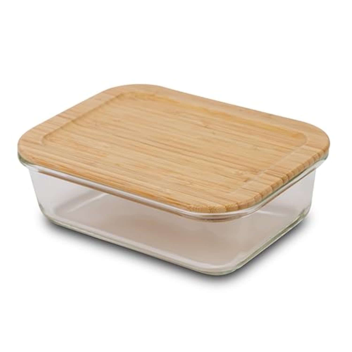 NavaRectangular Airtight Glass Food Container Arizona 1000ml – Sustainable, Bamboo Lid, Dishwasher Safe, Microwave, for Oven & Freezer, Scratch, Odor & Temperature Resistant, Perfect for Travel