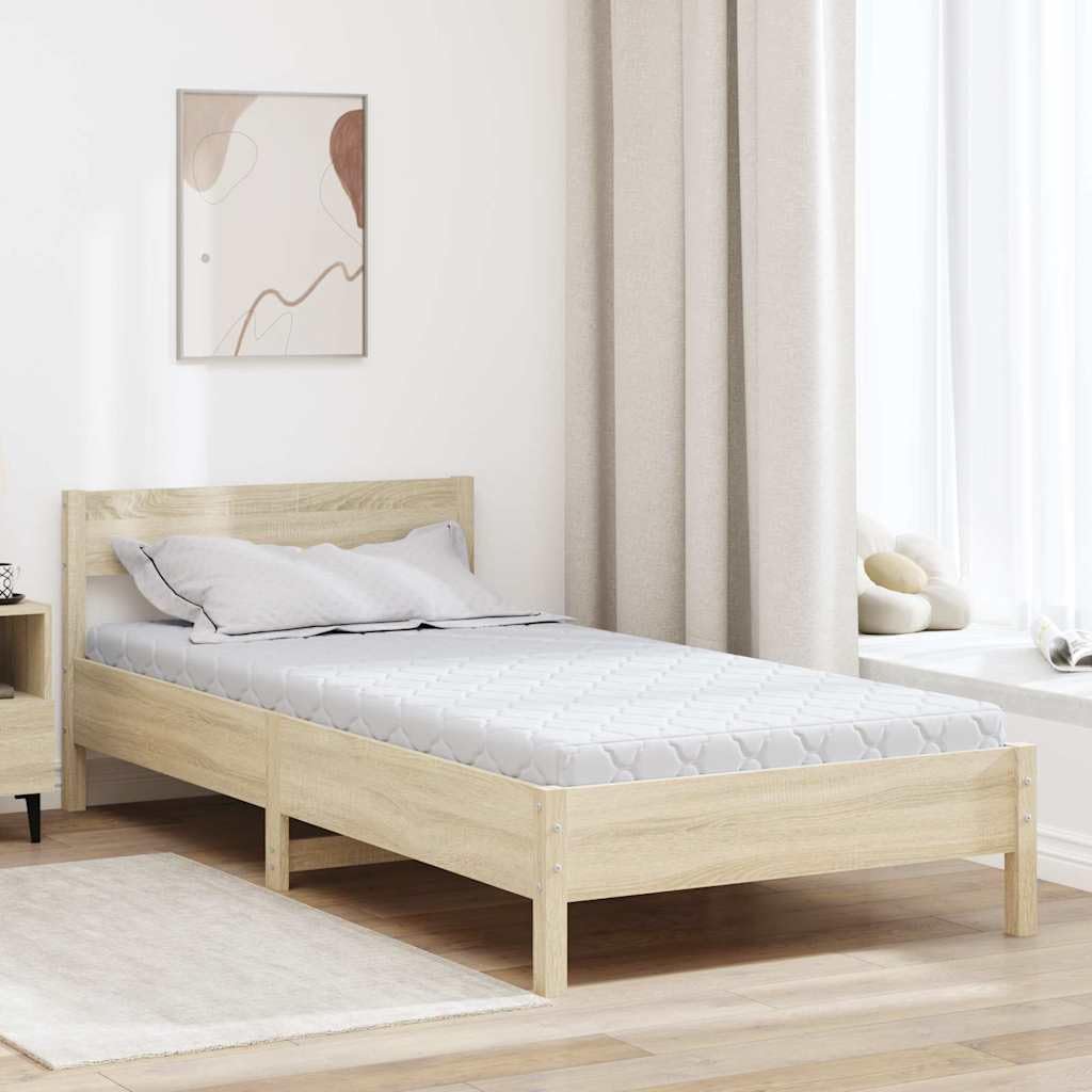 Biały materac 90 x 190 cm z żakardowym materiałem, warstwą kokosa, pianką PU, średnio twardy, 10,5 cm wysokości, do sypialni, łóżka dla gości i stelażu