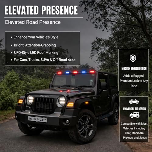 Image of UBH Roof Marker LED Lights For Cars, Trucks, Or Suv 4 X 4 Thar (UFO) (UFO Light (red and blue))