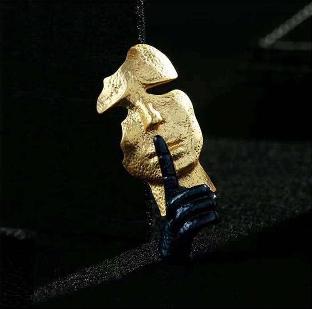 Gold Mask Enamel Lapel Pin Silence is Gold Thinker Pin Badge Abstract Art Enamel Brooch Gift Clothes Bag Accessory