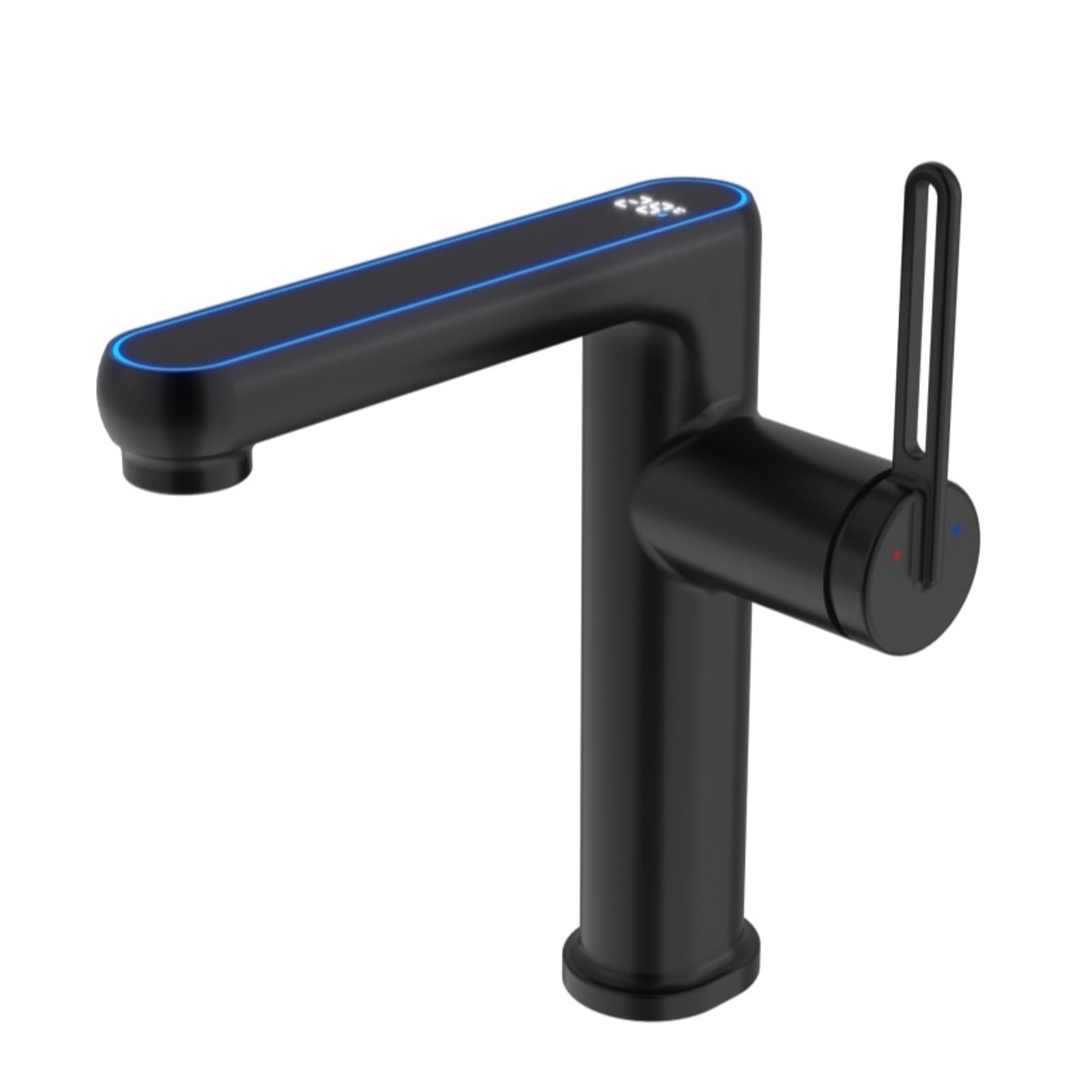 LED Temperature Display Basin Faucet, 2-Mode Sprayer Sink Mixer Tap with 60cm G1/2 Hoses,Safe and Reliable(Nero)