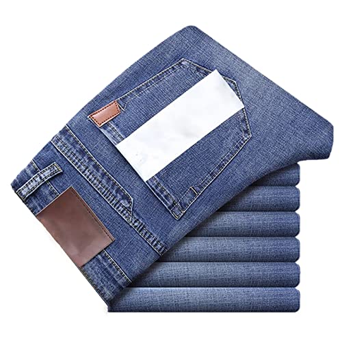 Jean en polaire pour homme coupe régulière - Pantalon décontracté et ample - Pantalon chaud rembourré en velours, 816-bleu, 38 cm Cover