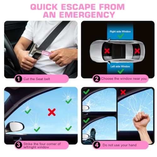 Image of Window Breaker, Car Safety Hammer with Seat Belt Cutter, Metal Car Glass Breaker Car Emergency Escape Tool Gift Road Trip Essential and Must Haves