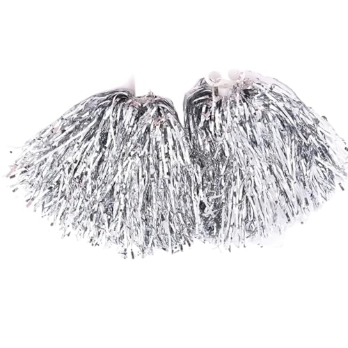 Pompon Per Cheerleader 4 pezzi di palla da cheerleading for oggetti scena for il tifo, squadre ballo, giochi sportivi, competizioni scelte multicolori(Silver)