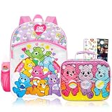 Care Bears Conjunto de mochila e lancheira – Pacote com mochila de 41 cm, lancheira, garrafa de água, adesivos, mais | Bolsa escolar Care Bears para crianças, meninas