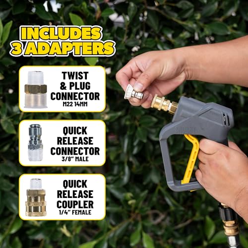 Image of Chemical Guys EQP402 Snubby Pressure Washer Gun, Foam Cannon Attachment + EQP 310 TORQ Professional Foam Cannon Max Foam 8 (For Car, Truck, Home, RV, Boat, Connects To Pressure Washer) - 2 Item Bundle