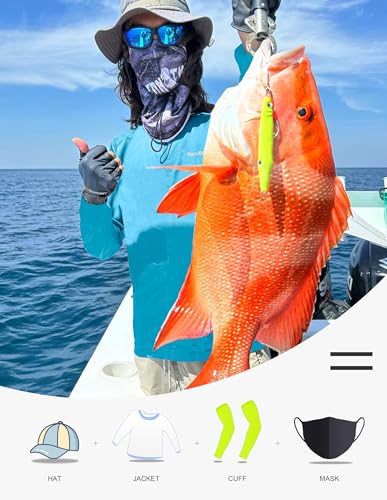 Men's Sun Protection Fishing Shirts UPF 50+ Lightweight Hoodie Long Sleeve UV SPF Hooded Shirts with Mask Rash Guard4