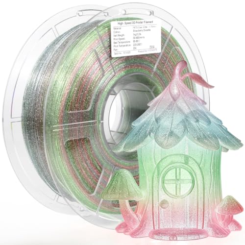 Image of iSANMATE PETG High Speed Transparent Glitter Filament, 1.75 mm PETG Clear Gradient Rainbow, Multicoloured 3D Printer 1 kg (2.2 lb) /Spool, Clear Filament