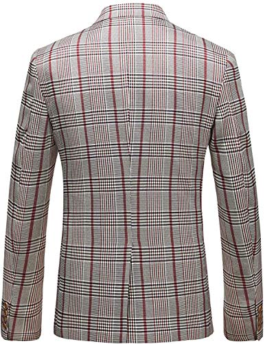 Sxfashbrd Men's Plaid Blazer Jacket Slim Fit 3 Piece Double Breasted Suit Jacket Regular Classic Men Tuxedo for Wedding2