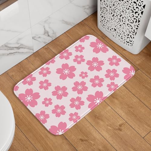 玄関マット 桜の花 花柄 ピンク 和風 ドアマット 室内 屋外 バスマット おしゃれ 泥落とし 洗える 滑り止め 足拭きマット 浴室 台所 寝室 業務用 四季通用 60cm×40cm