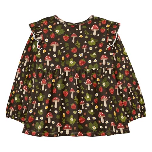 Leaf Strawberry Mushroom Girls Shirts Cotton Long Sleeve Ruffle Toddler Tee Tops2