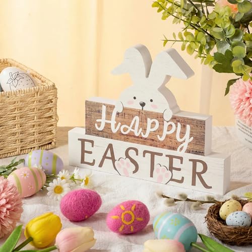 Idée cadeau de Pâques : centre de table rustique en bois Happy Easter