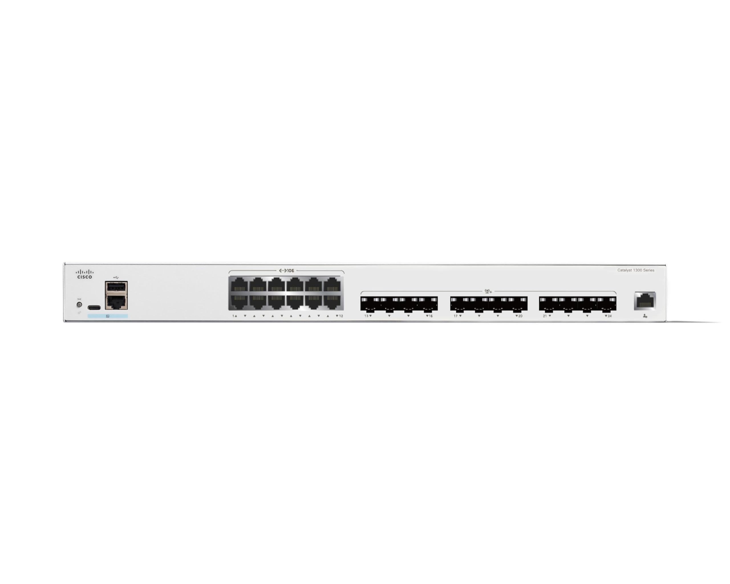 Switch gestionado Cisco Catalyst 1300-24XTS, 12 Puertos de 10G de Cobre, 12x10GE SFP+, protección Limitada de por Vida (C1300-24XTS)
