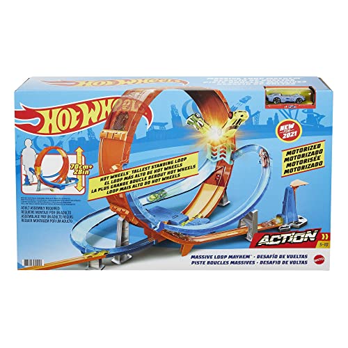 Hot Wheels HCB00 - Riesen Looping Crash Trackset mit ca. 70 cm breitem...