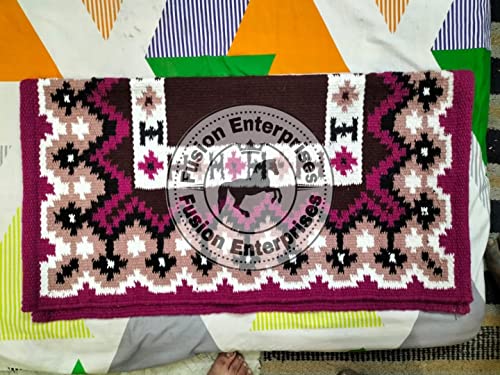 EQUIEMPRESS Western Ranch Saddle pad/New Zealand Wool Horse Western Saddle Blanket Top Wool Pad Sensor Flex (Customization Available) AN-244 (36