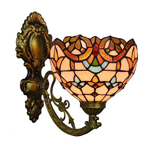 Miroir Phare Baroque Applique Murale Vitrail Soleil Fleur Luminaire