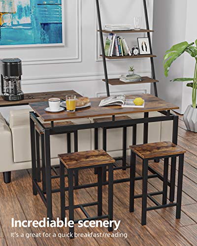 image for MIERES 5 Pieces Kitchen Table Set, Wood Dining Table Set for 4, Wood E